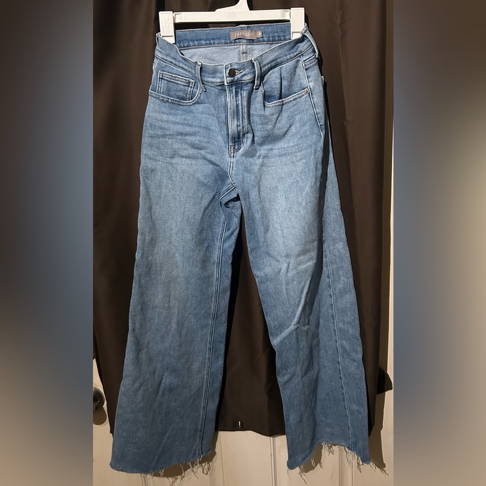 Just USA Size 8 raw hem, wide leg jeans, Made in USA